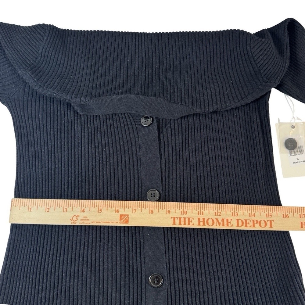 Devotion by Cyrus Dress Womens XL Ribbed Knit Button Front Black NEW Workwear - Picture 6 of 6